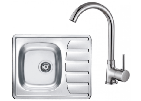 Nerezový jednodřez s odkapem + baterie