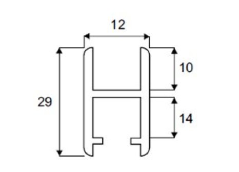 SISO Glass- lišta běžce H - hliník 2 m