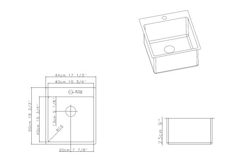 Sinks BLOCKER 450 V 1mm kartáčovaný