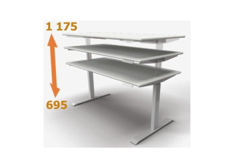 Elektricky stavitelná podnož IN-MORE 1M2S 695-1175 mm bílá