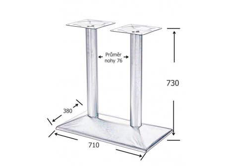 Stolová noha centrální LONDON dvojitá 710x380 černá 730 mm