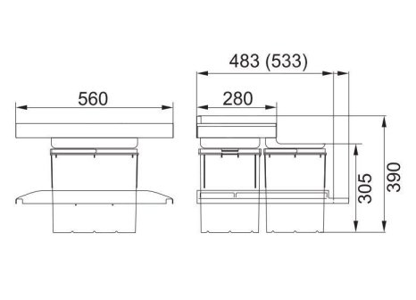 Franke odpadkový koš Trolley Vario 600 1 x18l+2 x 8l