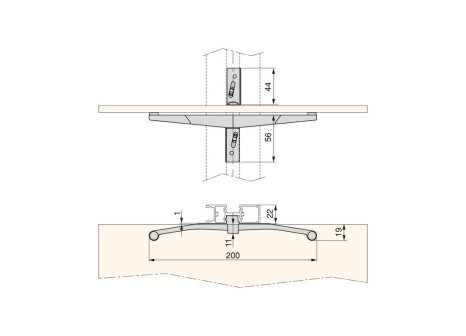 ZERO sada držáků pro skleněnou polici kamenná šedá