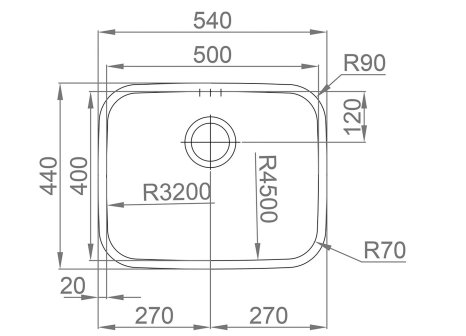 Sinks dřez INDUS 540 V 1,0 mm leštěný
