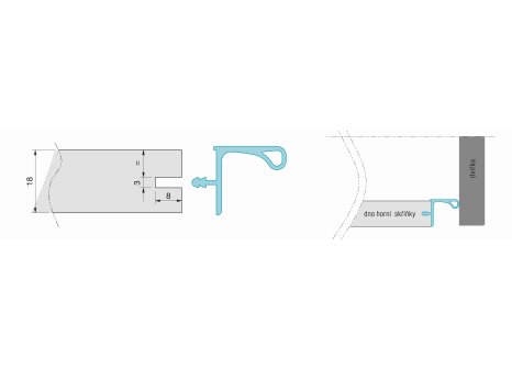 Profil úchytový pro horní skříňky 4 m bílá lesk