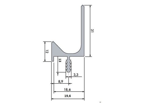Úchytkový profil UKS5 3m INOX