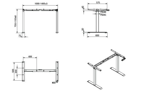 Cemux výškově stavitelná podnož MANUAL šedá