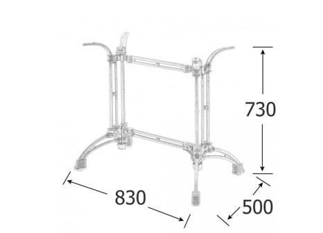 Rustikální centrální noha ULM Double 830x500 černá 730