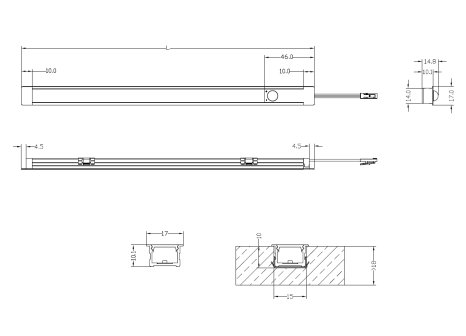 LED profil Celux SLS-03 přívodní kabel s minizásuvkou + dotykový vypínač se stmívačem