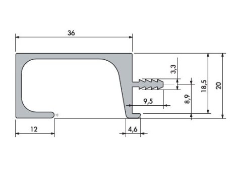Narážecí úchytková lišta UKS-7 hliník