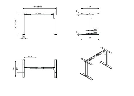 Cemux elektricky výškově stavitelná podnož černá mat