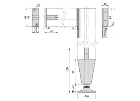 ZERO sada pro ukotvení profilu podlaha / stěna kamenná šedá