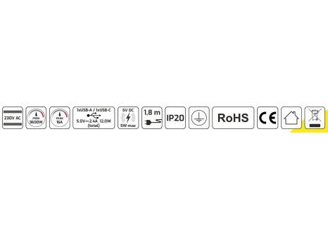 Design Light SAMBO BOX zápustná zásuvka 1 x 230V, 2 x USB + 1 x RJ45,indukce, černá
