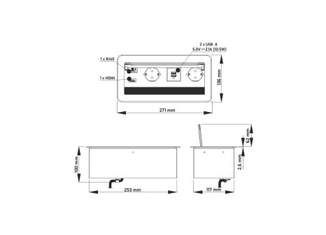 Elektro zásuvka INBOX černá