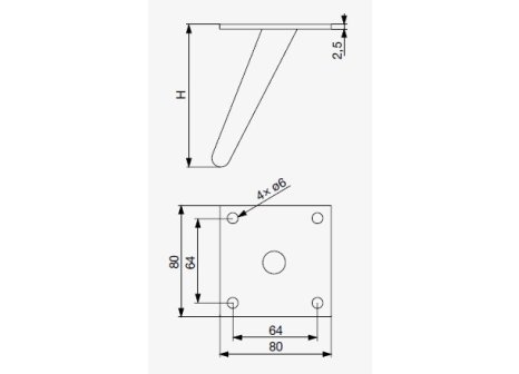 Nábytková noha drátěná GS52 černý mat výška 130 mm
