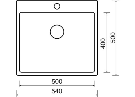Sinks BLOCKER 550 V 1 mm kartáčovaný