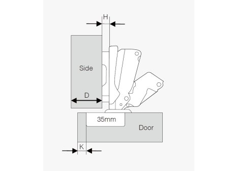 CEMUX závěs CLIP 155° naložený s integrovaným tlumením, excentrem