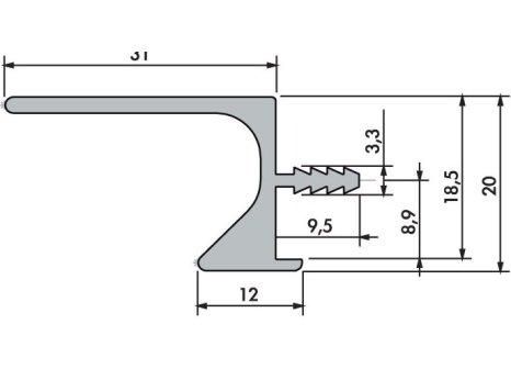 Narážecí úchytková lišta UKS-5 imitace nerezi světlá INOX