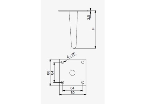 Nábytková noha drátěná GS53 černý mat výška 130 mm