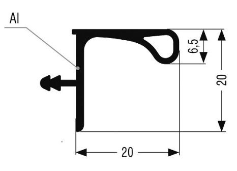 Profil úchytový pro horní skříňky 4 m zlatá broušená
