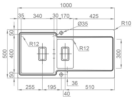 Sinks dřez EVO 1000.1 1,2 mm