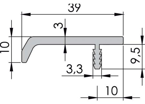 Narážecí úchytová lišta UKS-10 imitace nerezi INOX