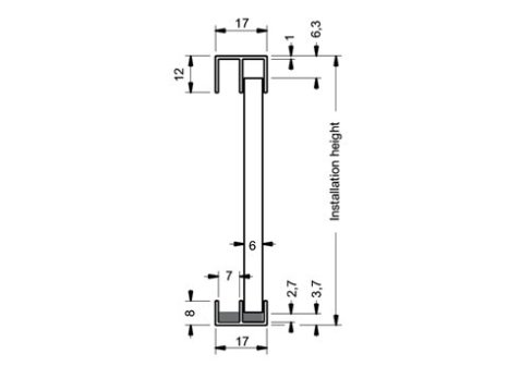 DURUS Willach dolní kluzný plast na sklo 6 mm- 2,5 m