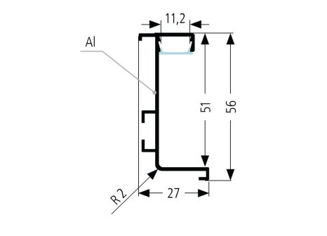 LED profil pro bezúchytkové dveře J -délka 4100 mm antracit