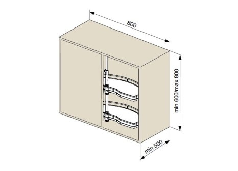 Karusel otočný 1/2 800 mm 2-koš s plným dnem grafit