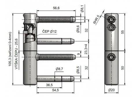 Závěs dveřní TRIO 20 žlutý zinek