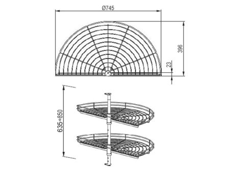 Koš otočný CARUSEL Classic 1/2 2-koš+tyč chrom