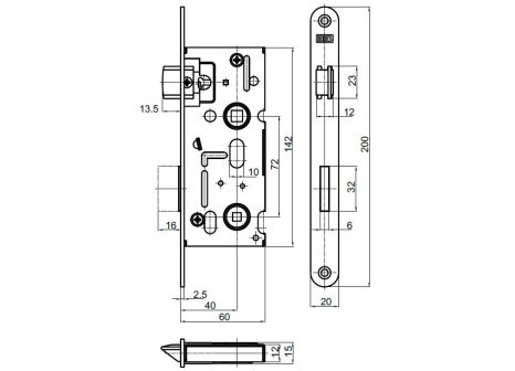 HOBES K111 zámek zadlabávací rozteč 72 mm/ 60 mm WC