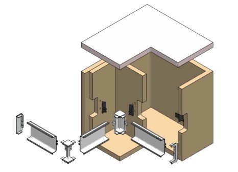 Profil pro bezúchytkové dveře C - délka 4100 mm nerez broušený