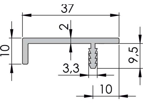 Narážecí úchytová lišta UKS-11 imitace nerezi INOX světlý