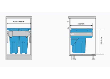 CEMUX Bins sorter + A Box bílý 60/2 2 x 35L