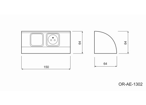 ORNO zásuvka elektro rohová- 1x zásuvka + 1x vypínač + kabel stříbrná