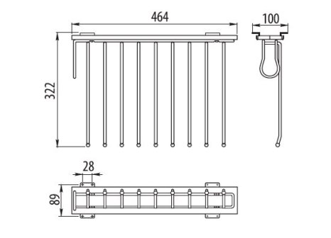 Věšák na kalhoty boční hliník / chrom