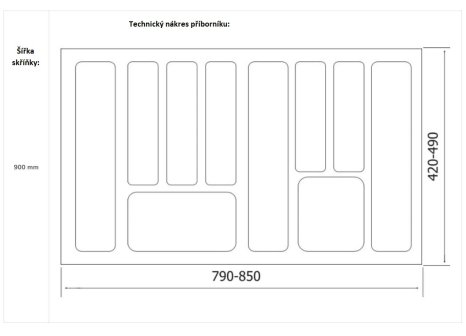 Cemux příborník STAR antracit 900/500 mm
