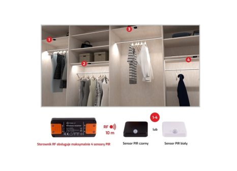 LED bezdrátový  senzor DELI PIR bílý samostatný