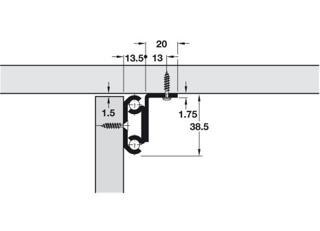 Häfele stolový výsuv pro rozkládací stůl 1200 / 890 mm - 60 kg synchronní posuv