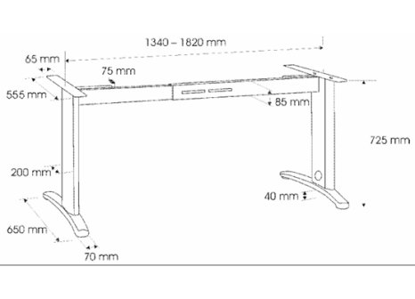 Stolová podnož kancelářská Casio 725mm,800-1200mm šedá