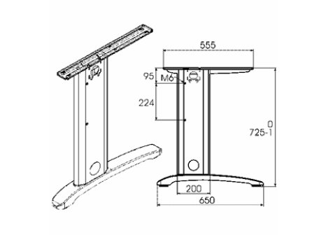 Stolová podnož kancelářská Casio 725mm,800-1200mm šedá