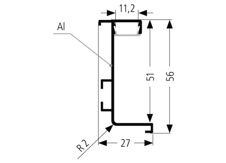 profil LED pro bezúchytkové dveře - J - 2050mm bílá lesk