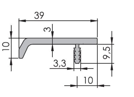 Narážecí úchytová lišta UKS-10F imitace nerezi INOX