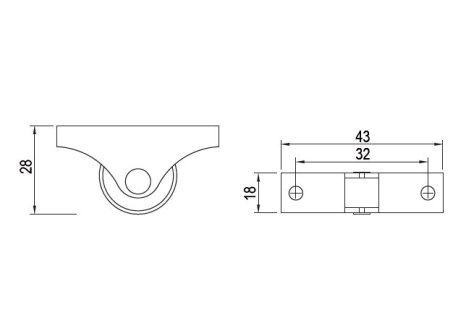 Kolečko průměr 25 mm pevné