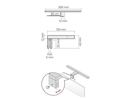 LED koupelnové světlo AMBER černé, studená bílá