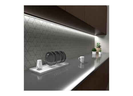 LED profil T18 rohový 2m hliník + krytka mléčná