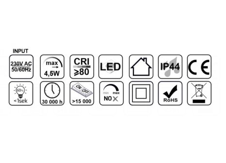 LED koupelnové světlo AMBER černé, teplá bílá