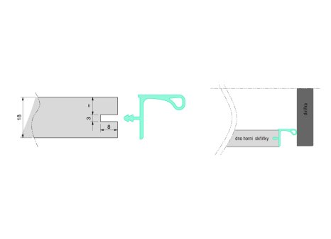 Úchytový profil LED pro horní skříňky 4 m černá mat