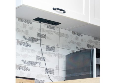 Design Light nábytková zásuvka TAOBOX 2x230V a 2x USB A/C nabíječka, černá